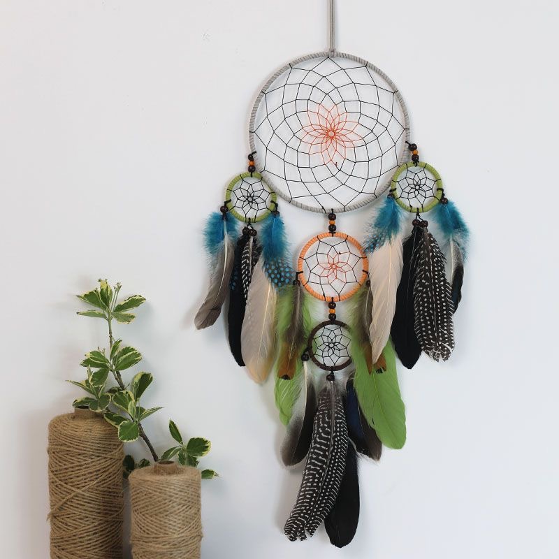 Home Textile - Vintage Multi-Circle Feather Dreamcatcher Wall Hanging