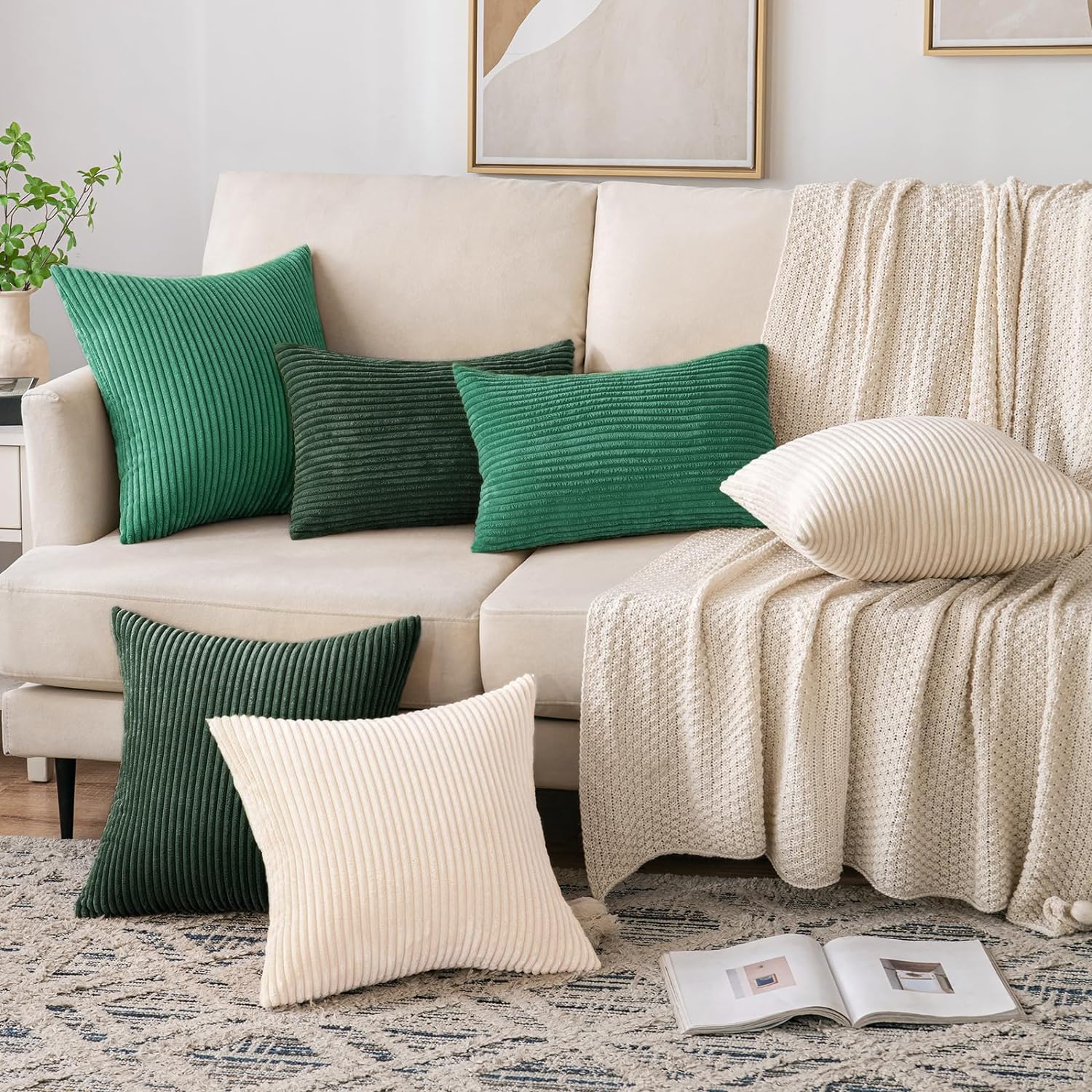 Throw Pillow Covers Corduroy D - Pillow Insert 18X18 评论和价格