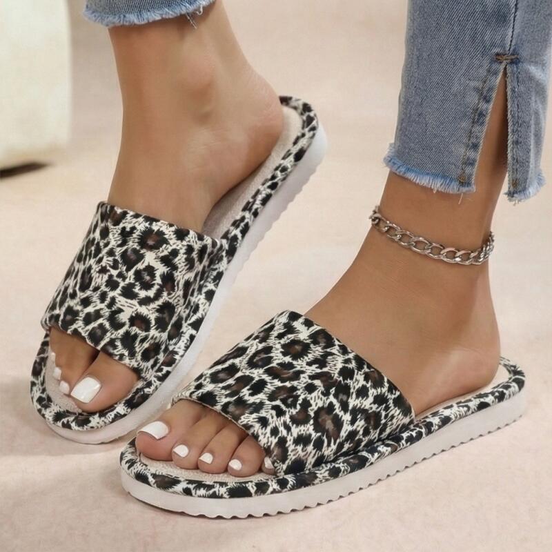 Linen Leopard Women's Slippers - Home Textile 评论和价格