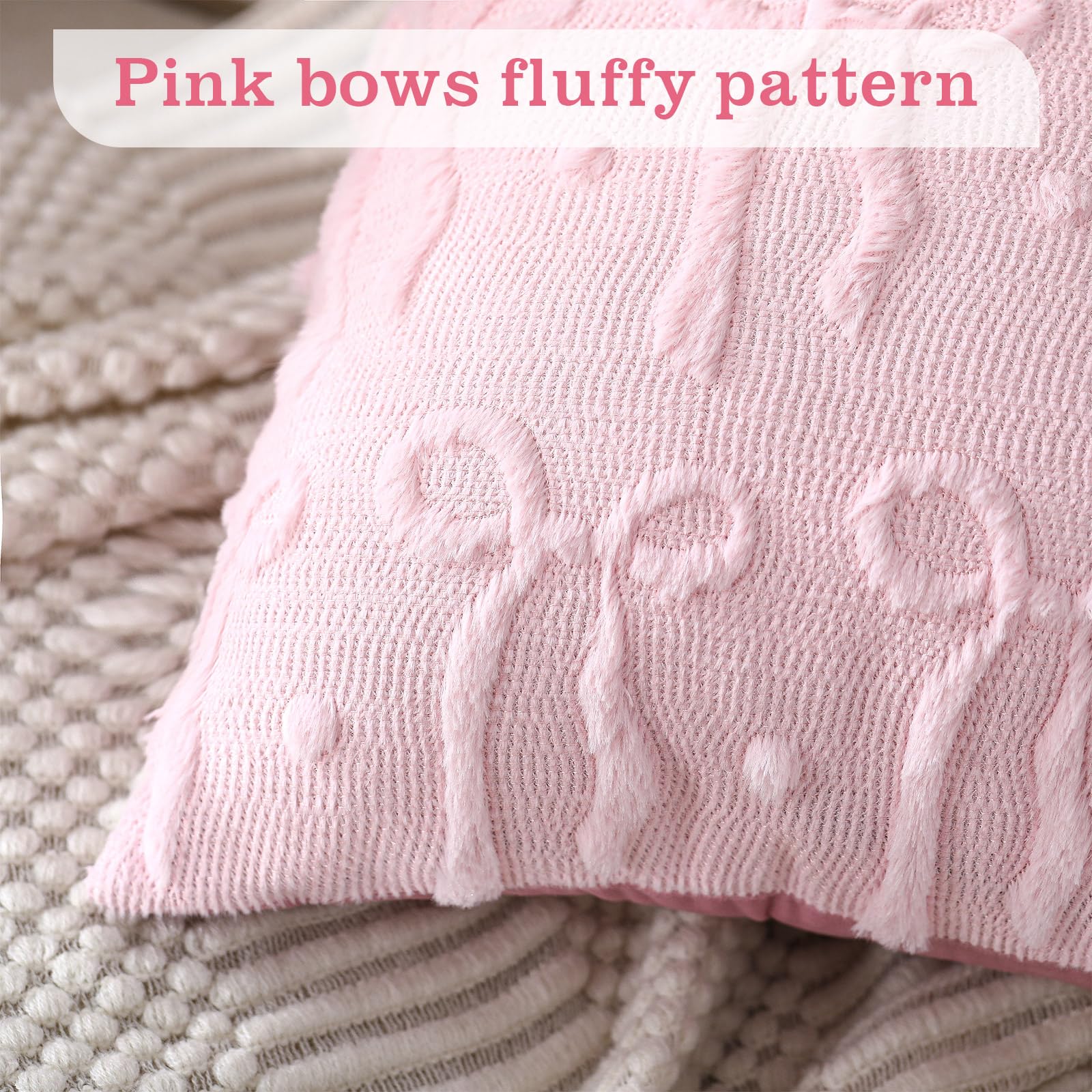 Pink Bow Throw Pillow Covers 1 - Pillow Insert 18X18 评论和价格