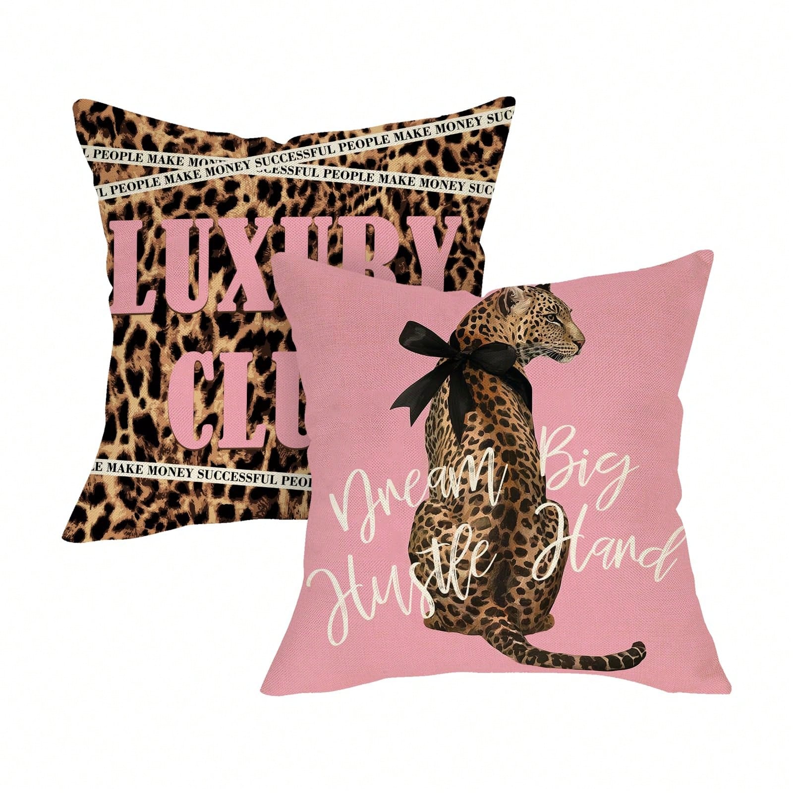 2pcs Leopard Print Pink Decora - Pillow Insert 18X18 评论和价格