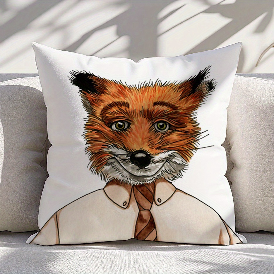 1pc Mr. Fox Pillow Cover Autum - Pillow Insert 18X18 评论和价格