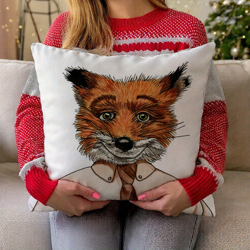 1pc Mr. Fox Pillow Cover Autum - Pillow Insert 18X18 评论和价格